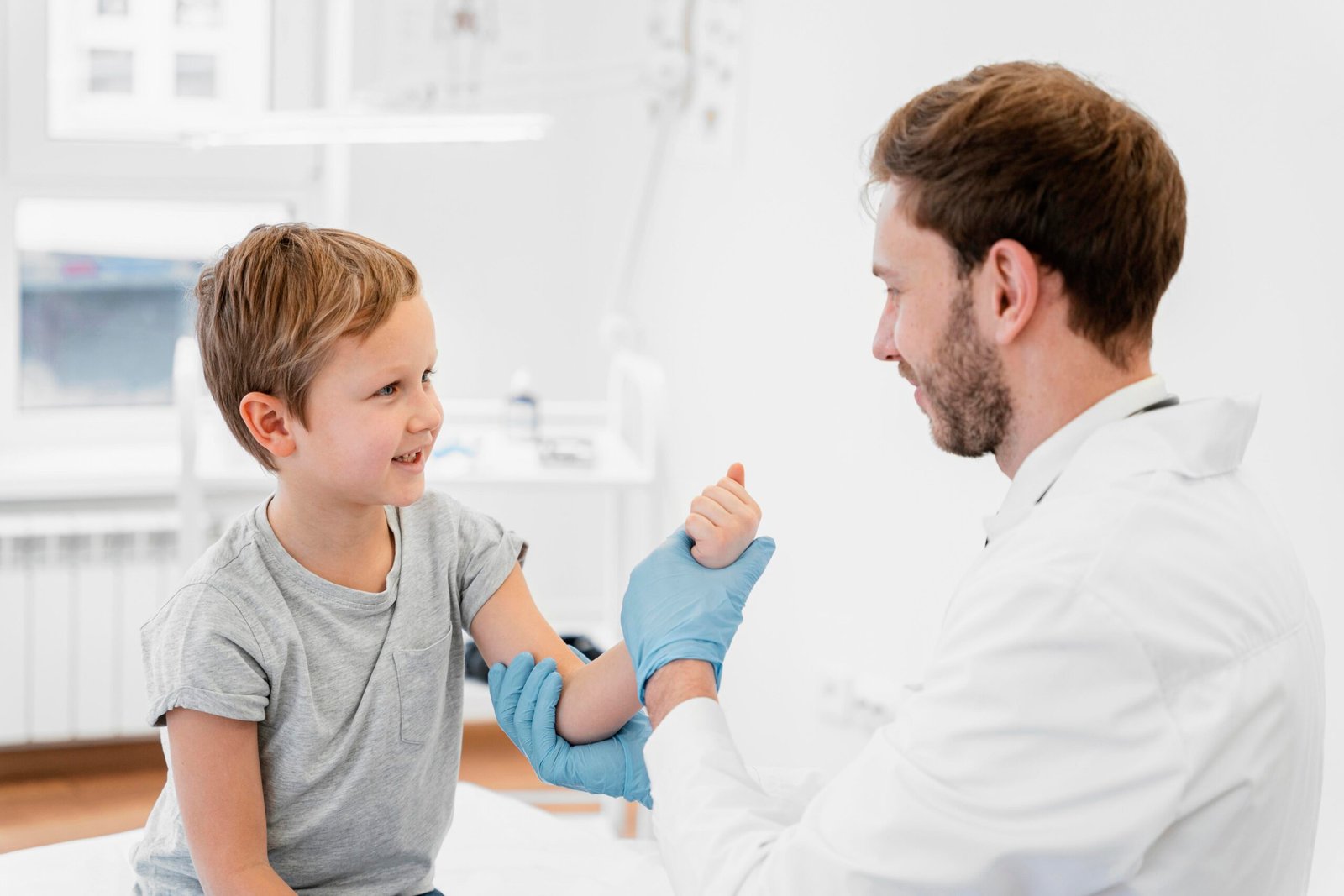 Image representing a doctor treating a child